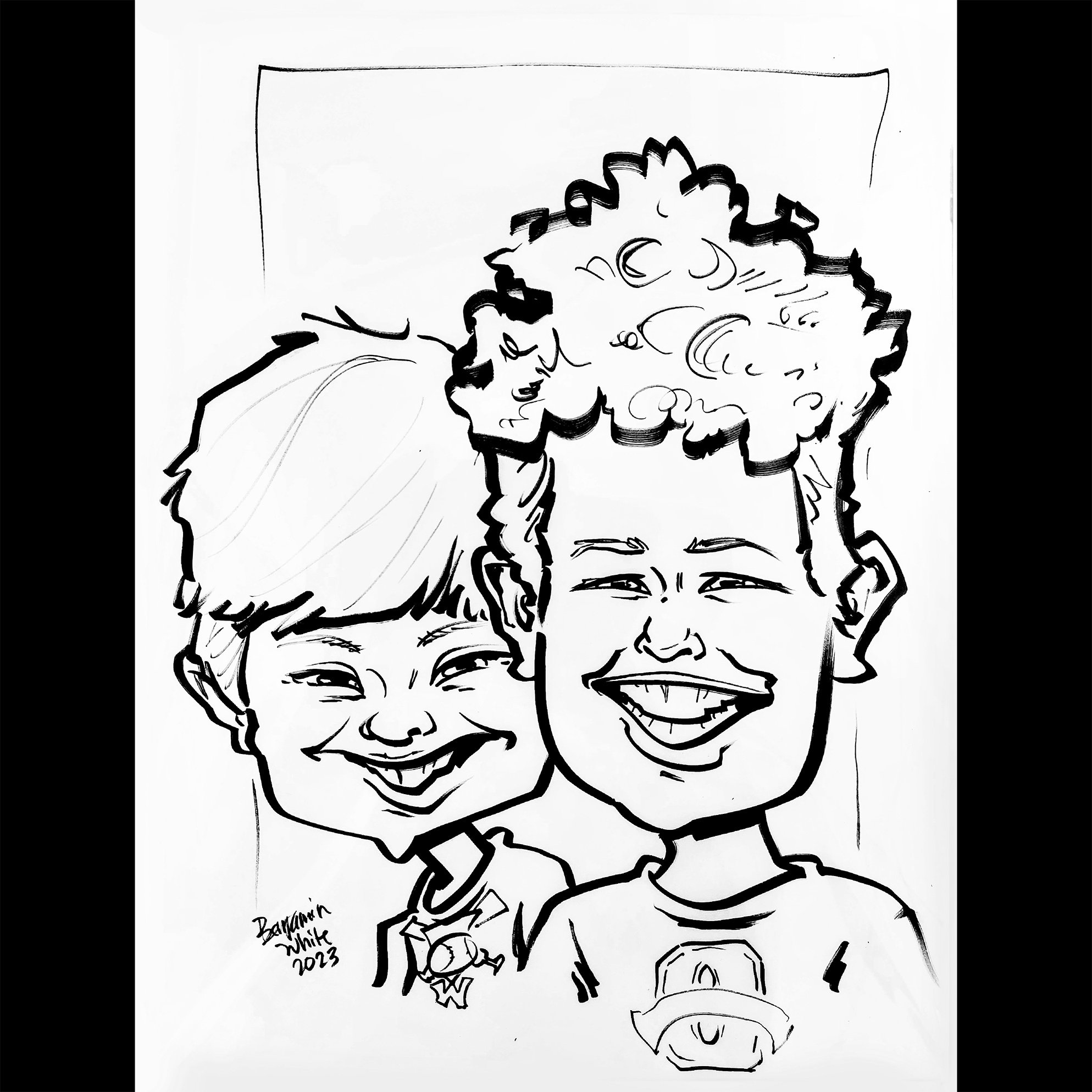 Caricature of 2 young boys