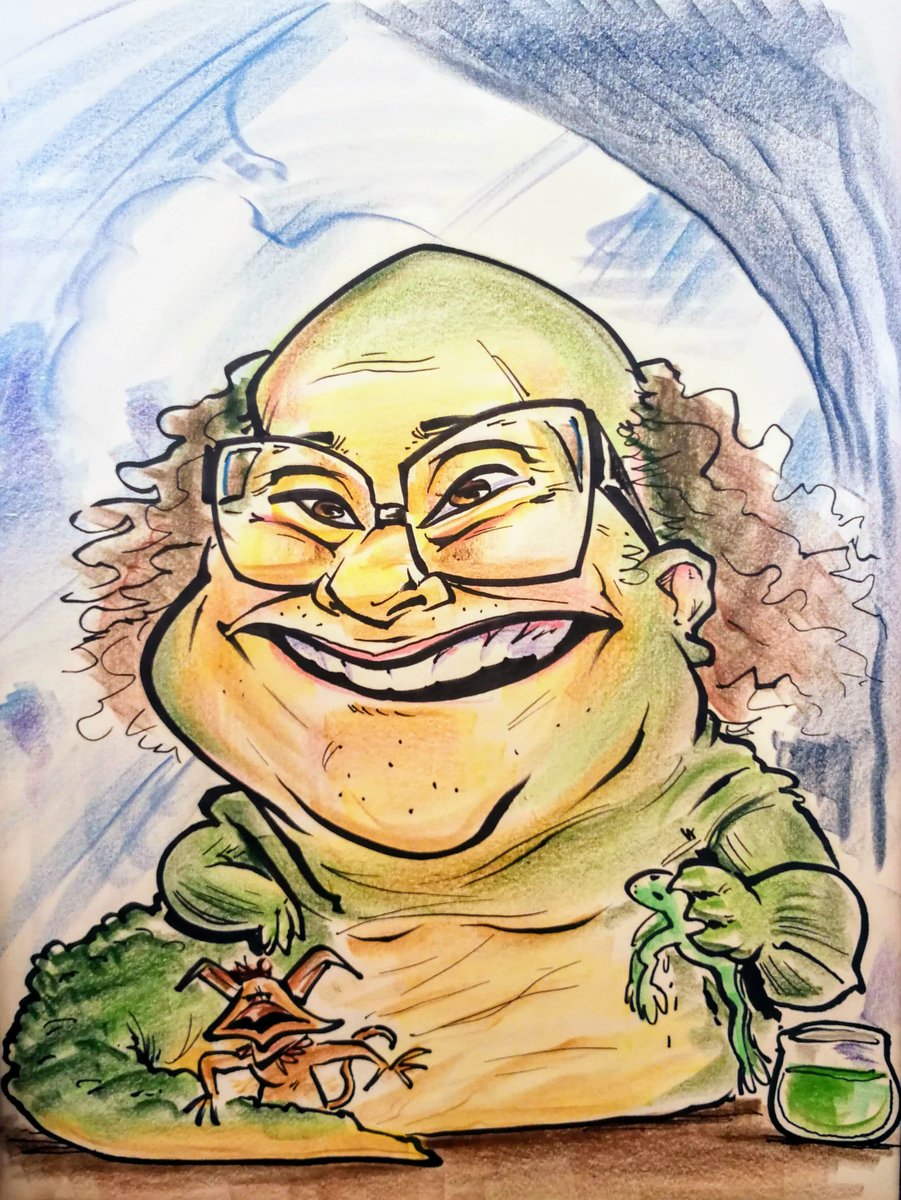 Caricature of Danny DeVito with the body of Jabba the Hutt