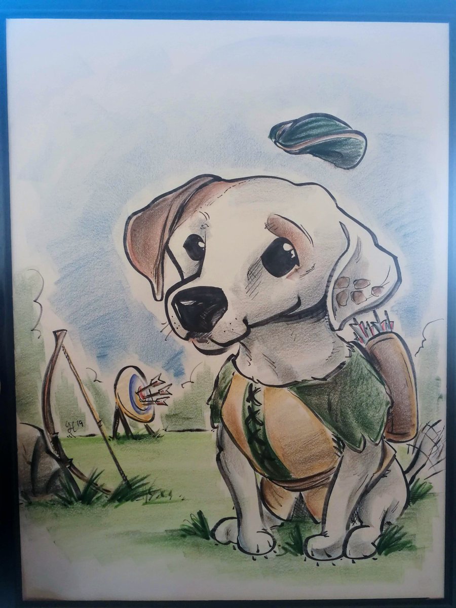Caricature of Wishbone the Jack Russell Terrier dressed as Robinhood