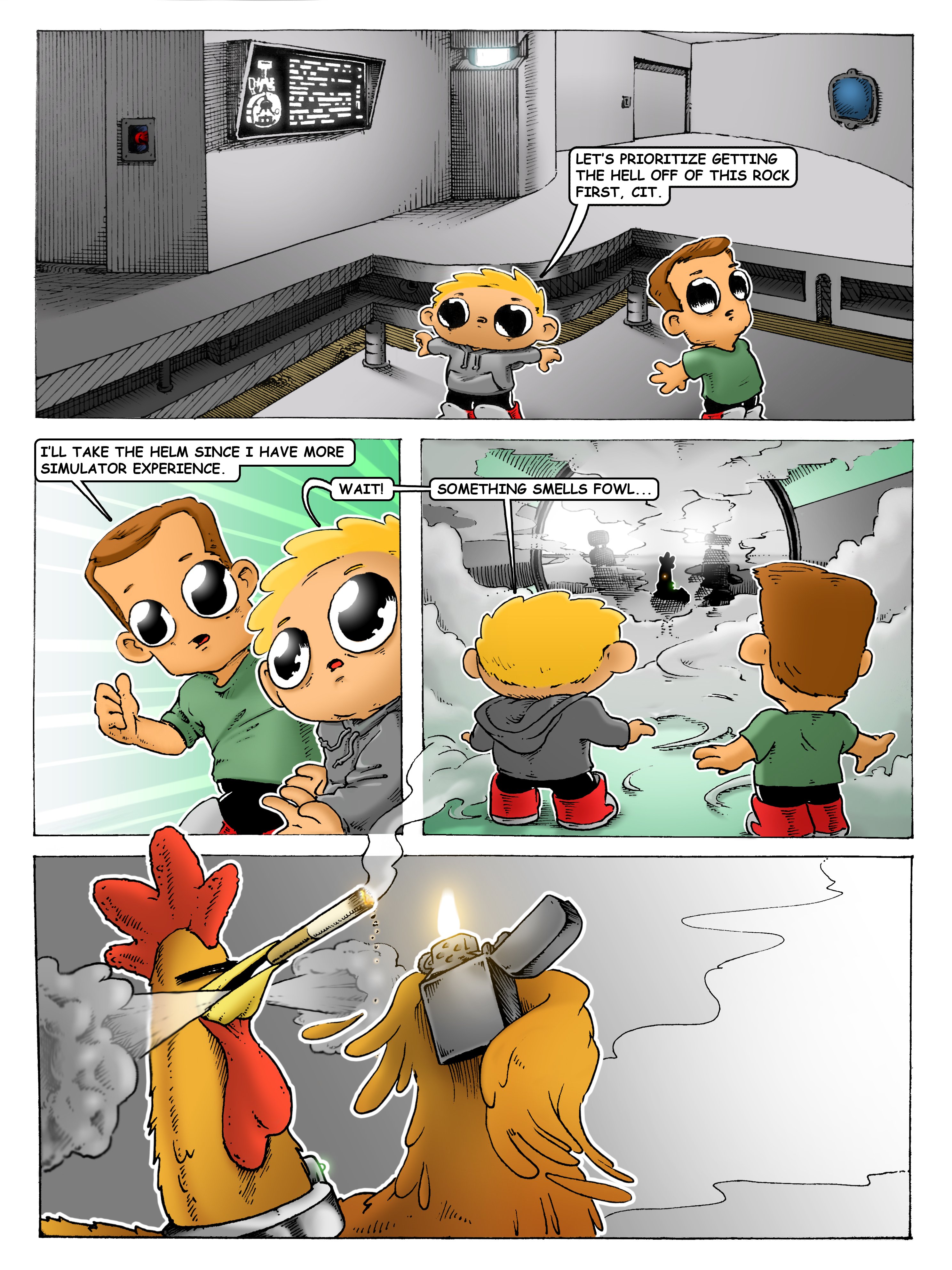 Concept page two from The Cosmic Loaf comic. Pen and Ink with digital coloring.