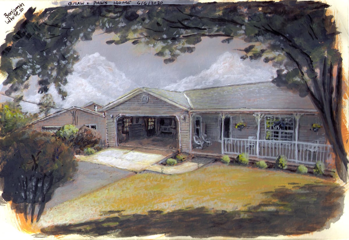 Painting of Grandparents home in Greenwich, Ohio